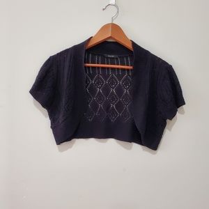Majora black knit crochet shrug bolero cardigan small